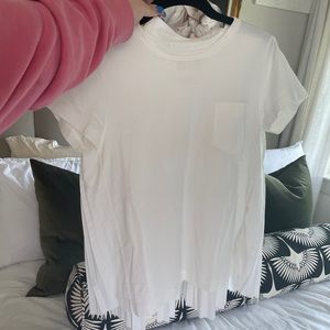 Sacai white pleated shirt with pocket detail